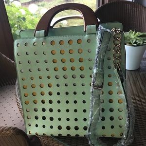 Leather perforated tote